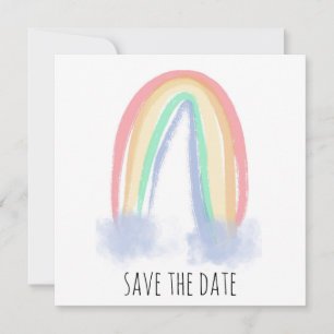save the date watercolor painted rainbow 