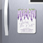Save The Date Watercolor Wisteria Lilac Wedding Magnet<br><div class="desc">Save The Date Watercolor Wisteria Lilac Wedding Save The Date Magnets features elegant watercolor wisteria flowers in soft lilac, lavender and purple with green leaves on a white background with your Save The Date information below. Personalise by editing the text in the text boxes provided. Designed for you by ©Evco...</div>