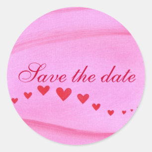 Save the date, wave of red hearts, sticker