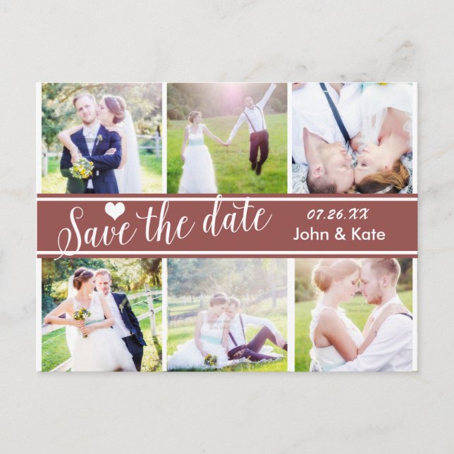 SAVE THE DATE Wedding 6 PHOTO Announcement (Front)