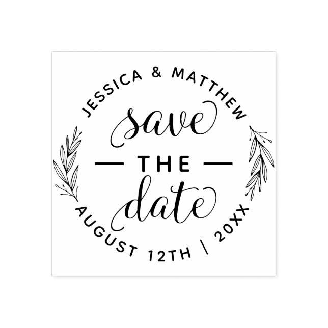 Save The Date Wedding Announcement Elegant Script Rubber Stamp (Imprint)