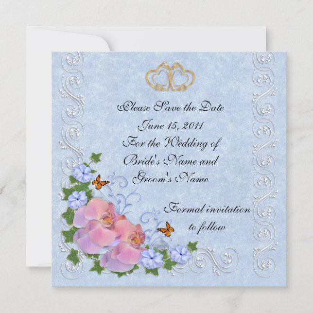 Save the date Wedding announcement orchids (Front)