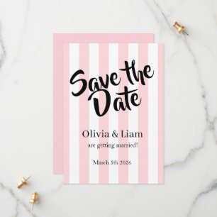Save the Date Wedding Announcements! Pink Stripe