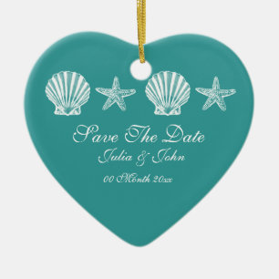 Save The Date wedding beach theme announcement Ceramic Tree Decoration