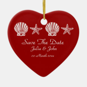 Save The Date wedding beach theme announcement Ceramic Tree Decoration