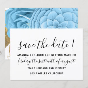 Save The Date Wedding Bride Monogram Pastel Blue