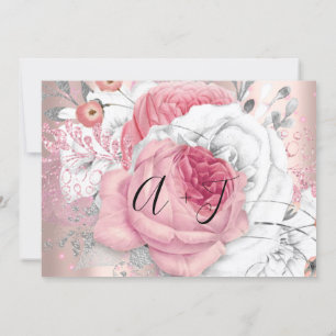 Save The Date Wedding Bride Roses Pink Silver