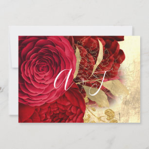 Save The Date Wedding Bride Wreath Gold Red Wine