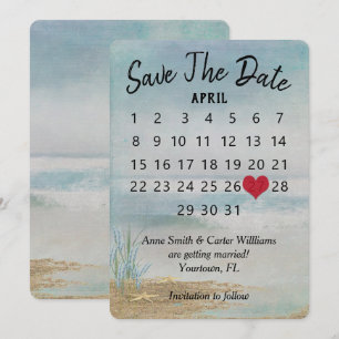 Save the Date Wedding Calendar Beach Starfish Invitation