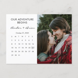 Save the Date Wedding Calendar Photo Postcard