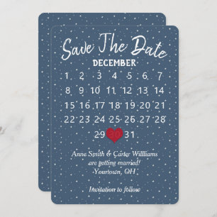 Save the Date Wedding Calendar Star Snowflakes Invitation