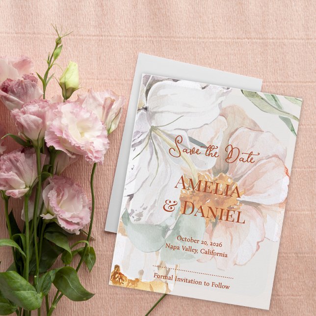 Save the Date Wedding Card | Floral Blush Peach (Save the Date Wedding Card | Floral Blush Peach)