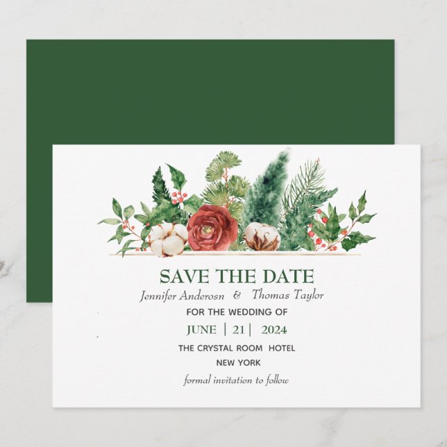  Save The Date Wedding Christmas Winter (Front/Back)