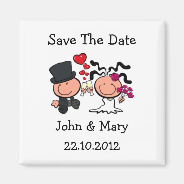 Save the Date Wedding Couple cartoon Magnet (Front)