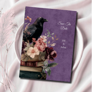 Save the Date Wedding Dark Academia Mystic Raven