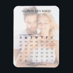 Save the Date Wedding Elegant Calendar 6 Rows  Magnet<br><div class="desc">Mark your calendar for this modern photo picture overlay wedding save the date. featuring a modern traditional,  simple elegant design pencil us in for this save the date magnet. with,  a minimalist heart design,  perfect for engaged couples and engagement announcements a classy rustic typography script. Purple Lavendar Heart</div>