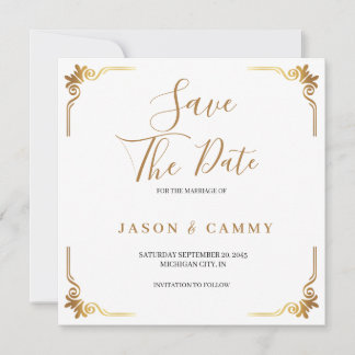 Save the Date Wedding Elegant Gold Card