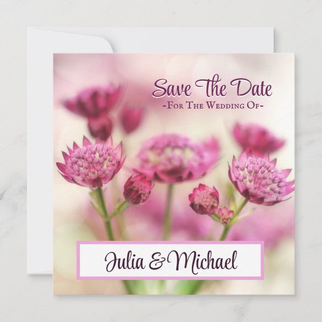 Save The Date Wedding Floral Pink Photo Invitation (Front)