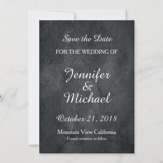 Save the Date Wedding Handwriting Grey Classical (Front)