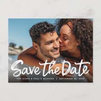 Save The Date Wedding Handwritten Script Photocard Postcard