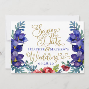 Save The Date Wedding Happiness Floral & Script Invitation