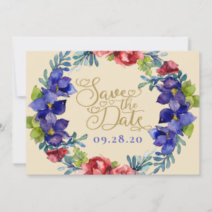 Save The Date Wedding   Happiness Floral & Script Invitation