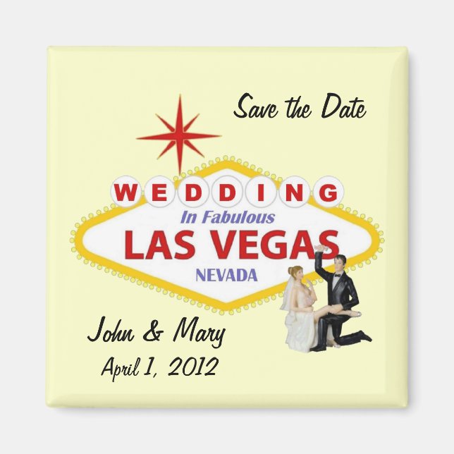 Save the Date Wedding In Las Vegas Magnet (Front)