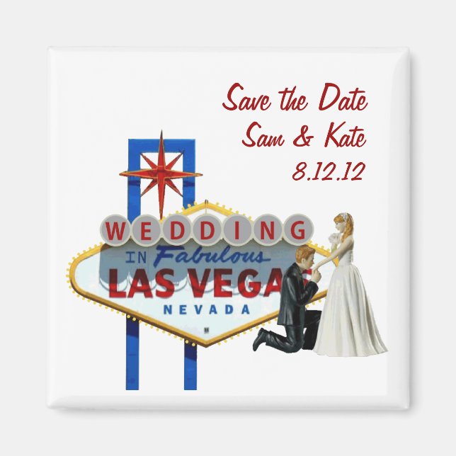 Save the Date Wedding In Las Vegas Magnet (Front)