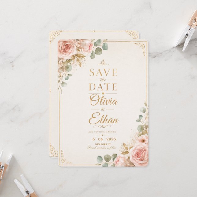  Save the Date Wedding Invitation (Front/Back In Situ)