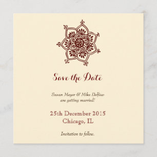 Save the date wedding invitation card brown white