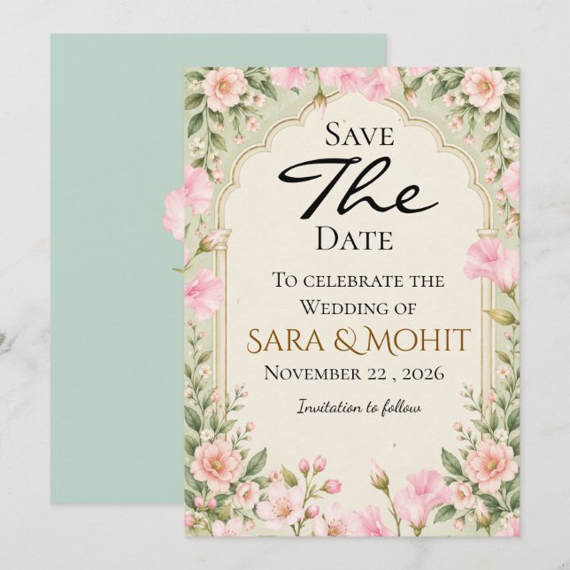 Save the Date Wedding Invitation Editable Template (Front/Back)