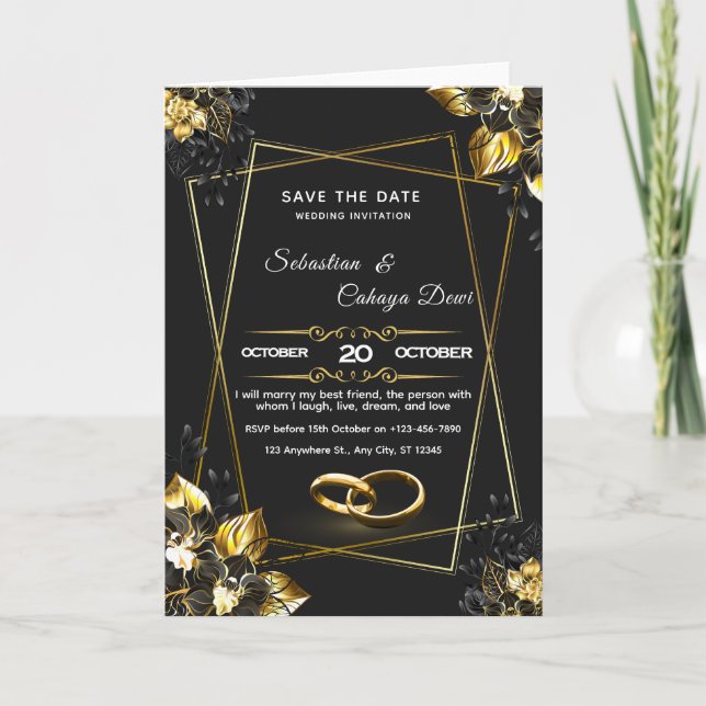 Save the Date Wedding Invitation – Elegant Floral  (Front)
