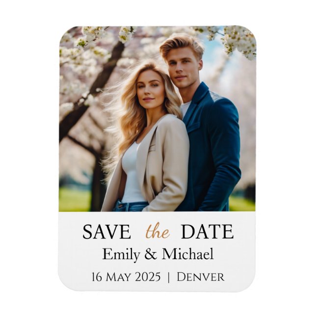Save The Date Wedding Invitation Photo Magnet (Vertical)