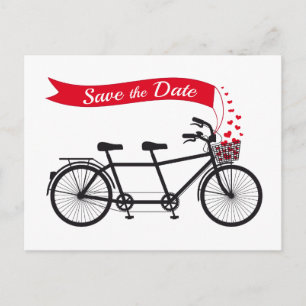 Save the date, wedding invitation tandem bicycle