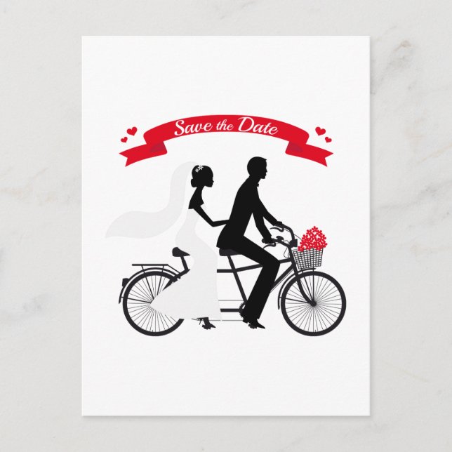 Save the date, wedding invitation tandem bicycle (Front)