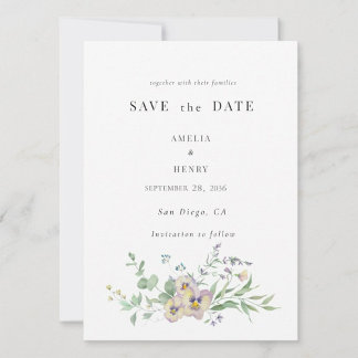 Save the Date Wedding Invitation Viola & Eucalypt