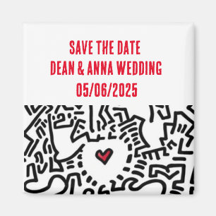 Save the date wedding invite heart magnet