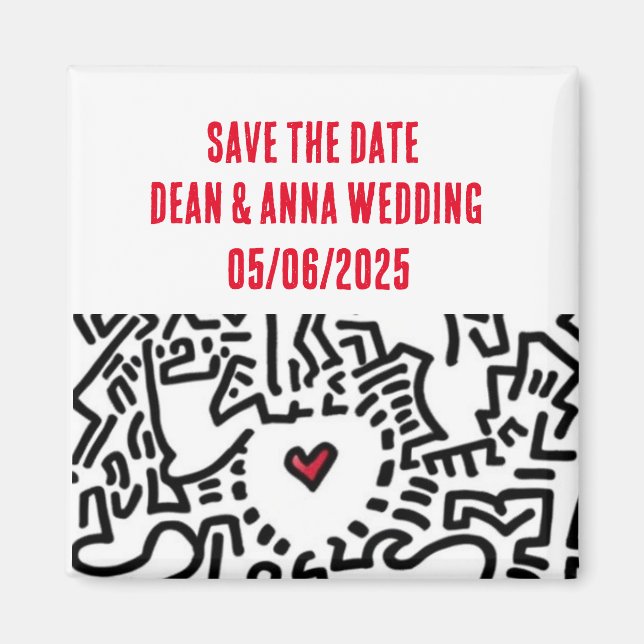 Save the date wedding invite heart magnet (Front)