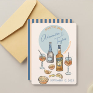 Save the date Wedding Italian aperol spritz Orang