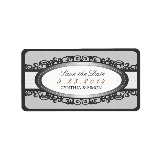 Save the Date - Wedding Label Vintage - Goose Grey (Front)
