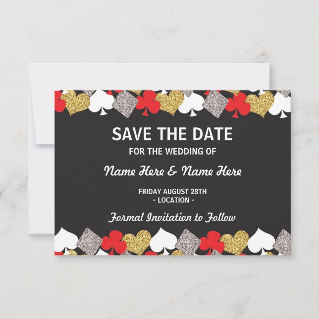 Save The Date Wedding Las Vegas Casino Card (Front)