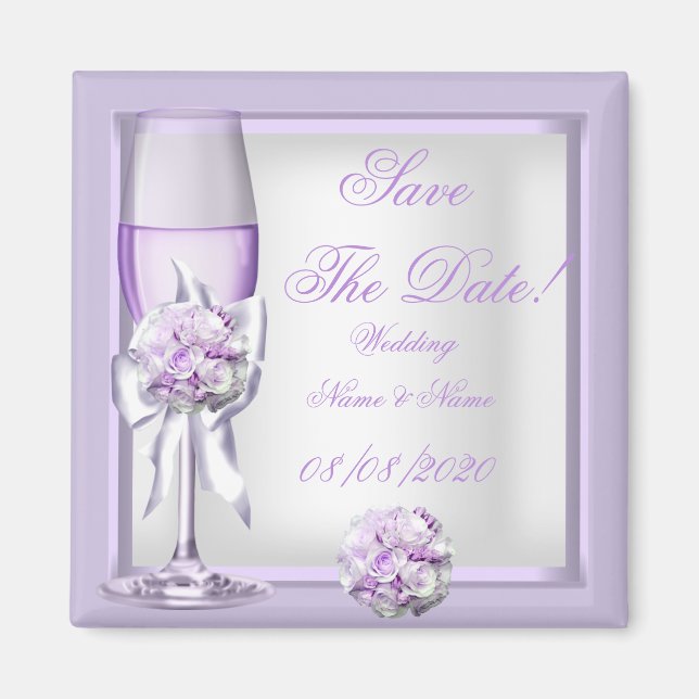 Save The Date Wedding Lavender Purple Lilac 3 Magnet (Front)