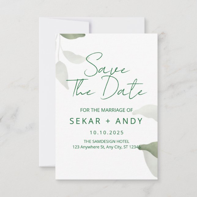 save the date wedding leaf (Front)