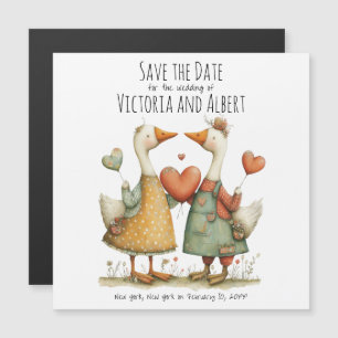 Save the Date Wedding Magnet Geese Couple