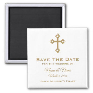 Save The Date Wedding Magnet : Religious Cross