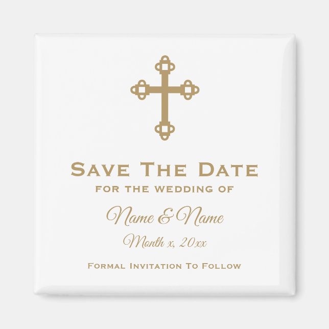 Save The Date Wedding Magnet : Religious Cross (Front)