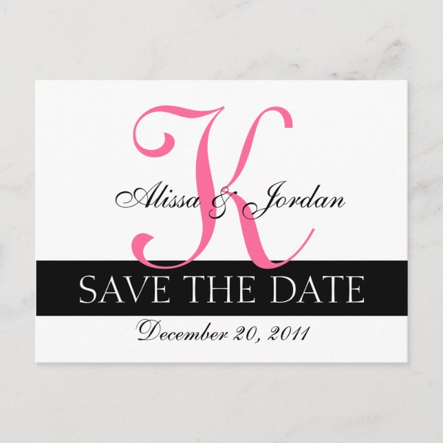 Save the Date Wedding Monogram Announcement Card (Front)