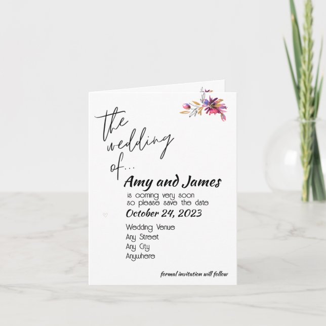 SAVE THE DATE wedding notice Invitation (Front)