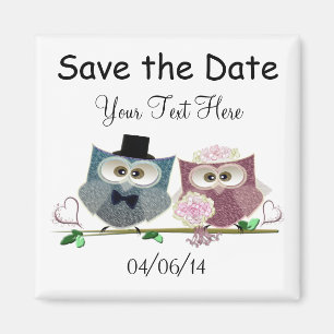 Save the Date Wedding Owls Art Magnet