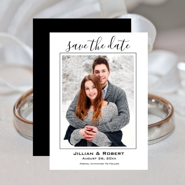 Save The Date Wedding Photo Black and White Invitation (Wedding Photo Save The Date Black and White Invitation)